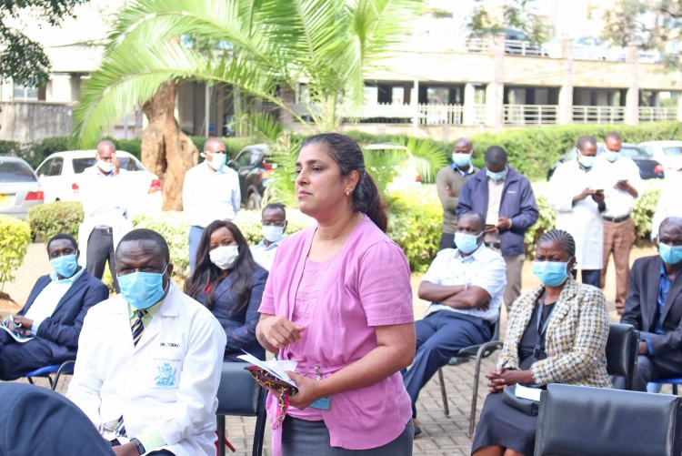 The Department of Pharmaceutics and Pharmacy Practice Chair, Dr. Shital Maru makes her remarks during the handover ceremony. 