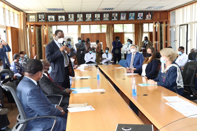 College of Health Sciences Principal, Prof. James Machoki delivers his remerks during the ceremony.
