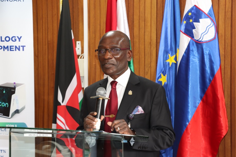 Prof. Julius Ogengó delivers his address during the handover ceremony.