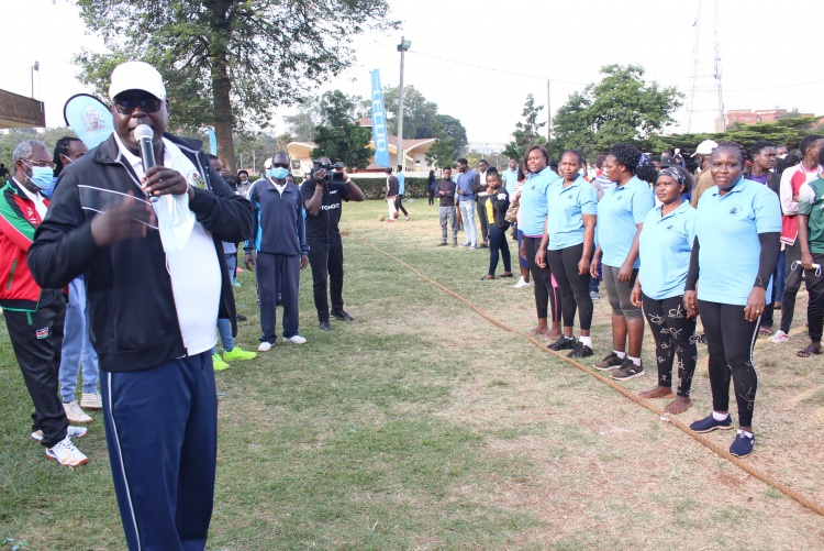 CHS women tug of war team in action.