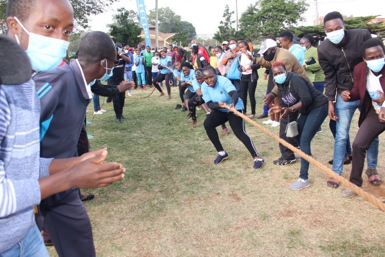 CHS women tug of war team in action.