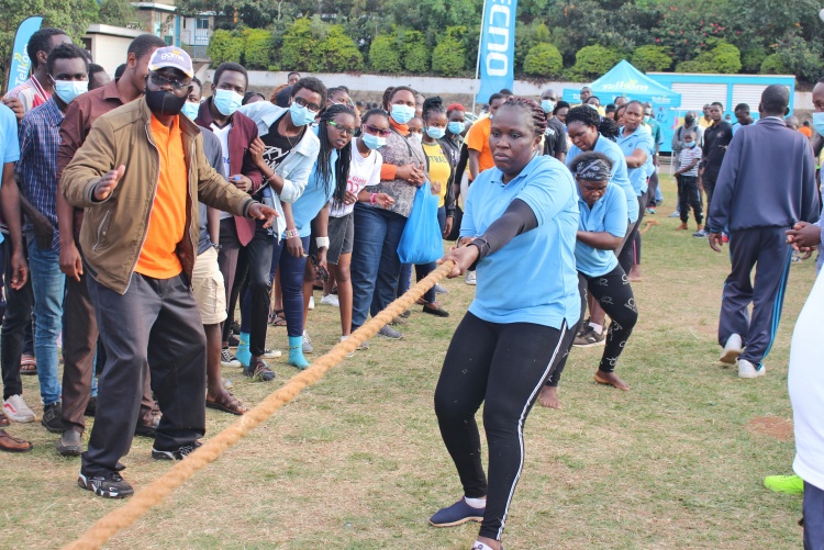 CHS women tug of war team in action.