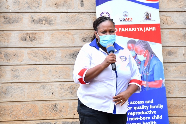 Dr. Carol Ngunu the deputy director of NMS giving her speech.