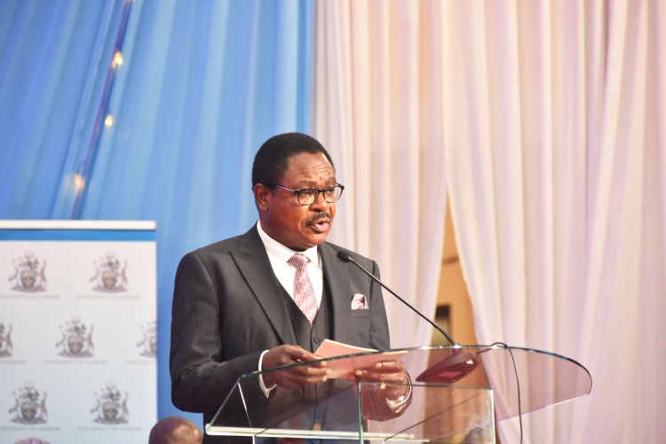 Amb. Simon Nabukwesi addressing the graduands