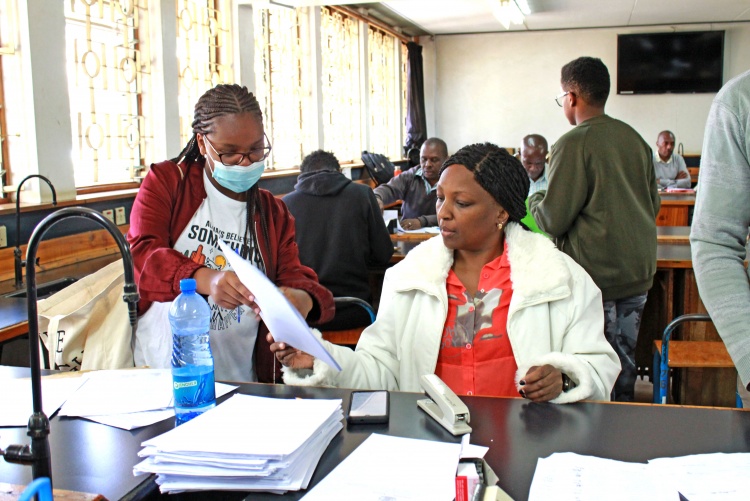 Student being guided during department registration 