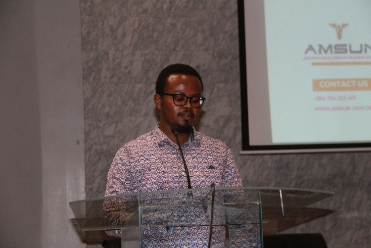 Ongoin student addressing the new students during the event 