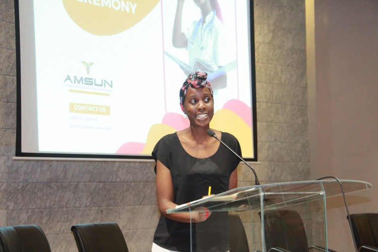 The moderetor of the white coat ceremony 