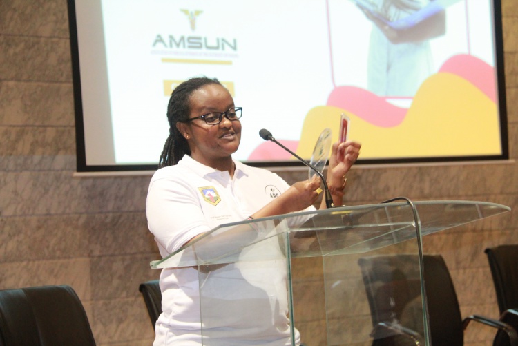 Representative from Kenya Medical Association addressing the students 