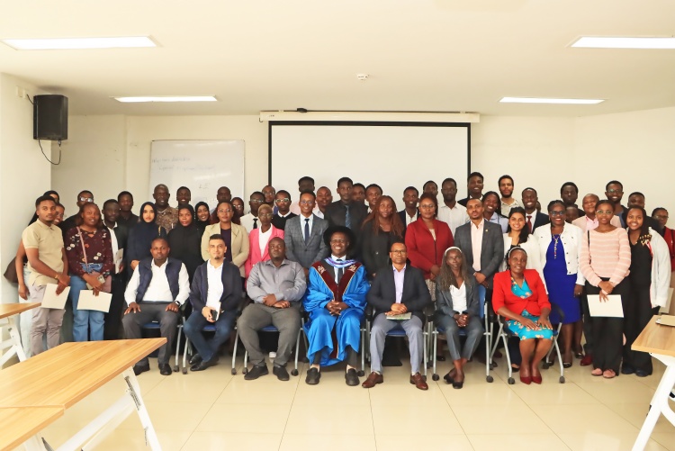 A group photo of student awardees from the Faculty of Health Sciences and Dean, Prof. Daniel Ojuka during the University of Nairobi student recognition awards 2026.