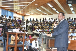 College of Health Sciences Principal Prof. James Machoki delivers his address during the official opening of the symposium.