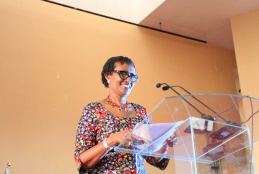 Winnie Byanyima, the UNAIDS Executive Director  delivers her public lecture at the University of Nairobi.