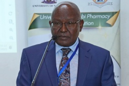 Prof. Isaac Kibwage, Vice-Chancellor of Egerton University delivers a keynote address during School of Pharmacy @50 years symposium.