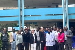 Representatives from the University of Gothenburg led by Prof. Gunnel Hellgren and Mrs. Ingeborg Herbertsson with UoN-FHS’s Dr Francis Wanyama and Dr Ezekiel Mecha flunked by FHS students at FHS campus.